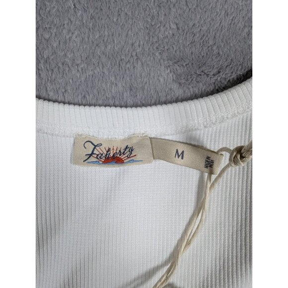 Faherty Womens Ribbed Tank Top Size Medium White The Sunwashed Collection Boho - Picture 3 of 6